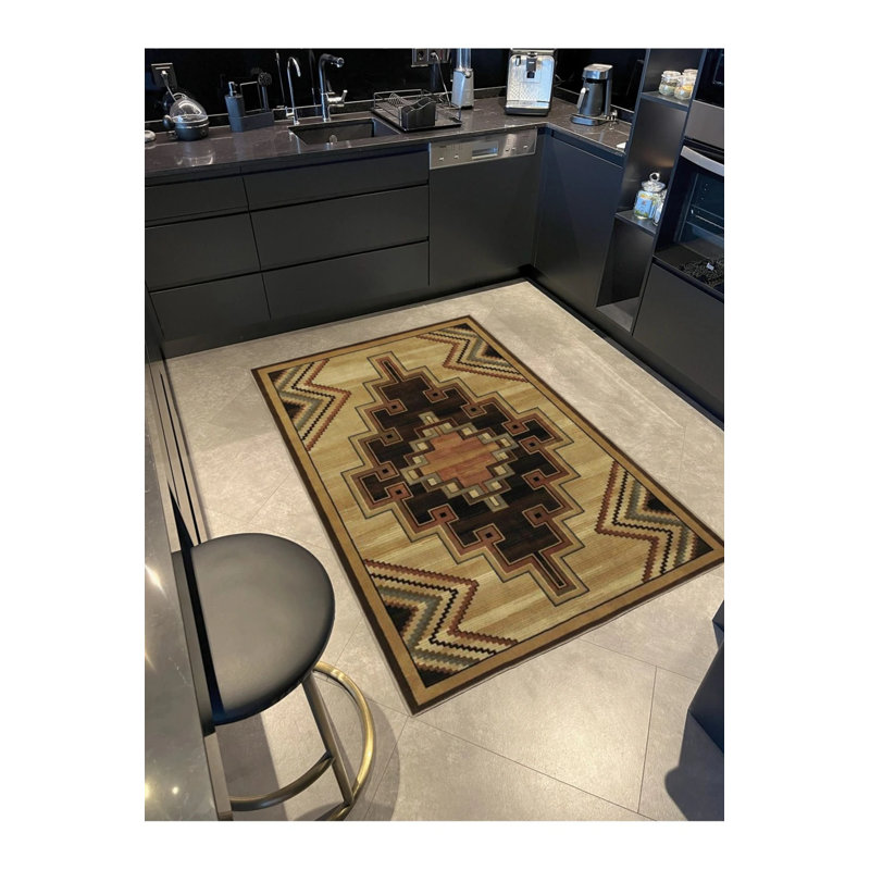 Beige Colored Themed Motif Ethnic Geometric Patterned Vintage Decorative Carpet, Rectangle 2'4" x 4'