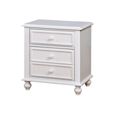 Wooden Nightstand With 2 Drawers White
