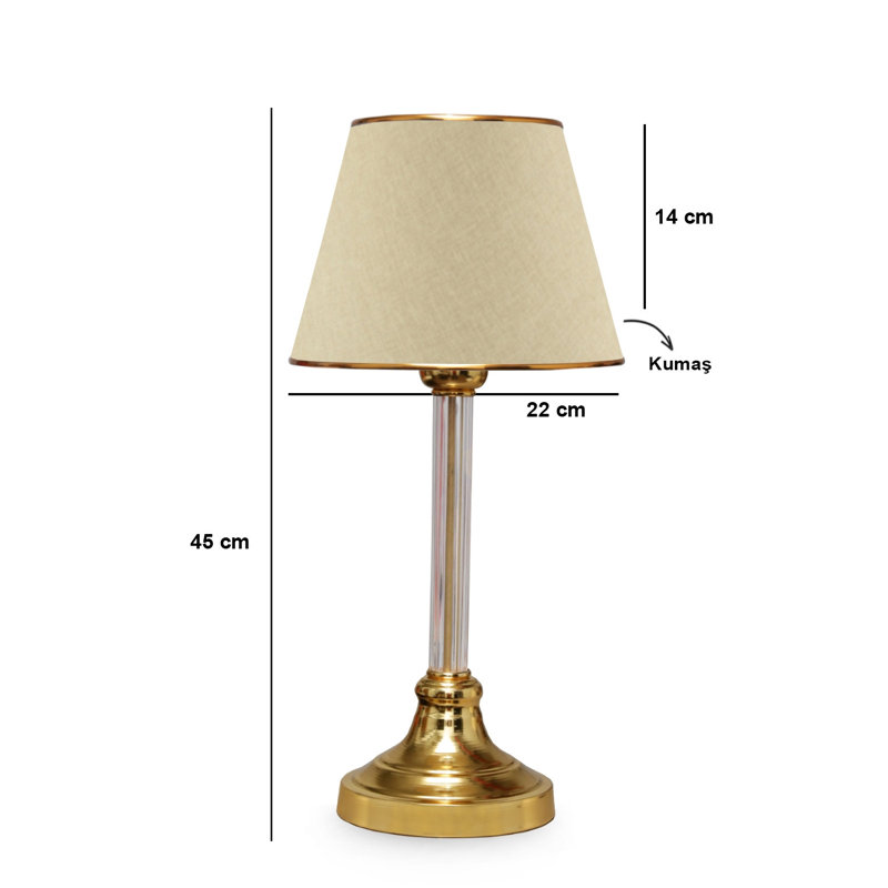 Lampe de table glamour, beige et or, 17,3 po x 5,5 po | 100% plastique avec base en métal, 17,7 pouces de hauteur | Douille E27, 40 W maximum | Design élégant pour le salon, la chambre à coucher ou le bureau | Solution d'éclairage élégante et fonctionnelle