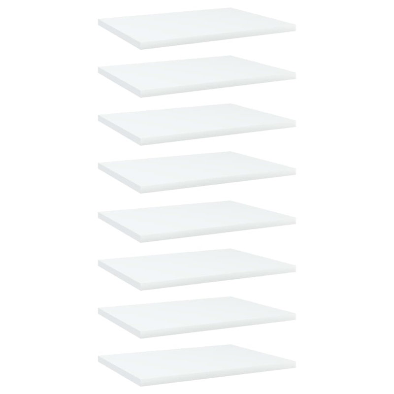 Tablettes pour bibliothèque 8 pièces en bois d'ingénierie, Blanc, (8 tablettes) H 0,59 po x l 15,75 po x P 11,81 po