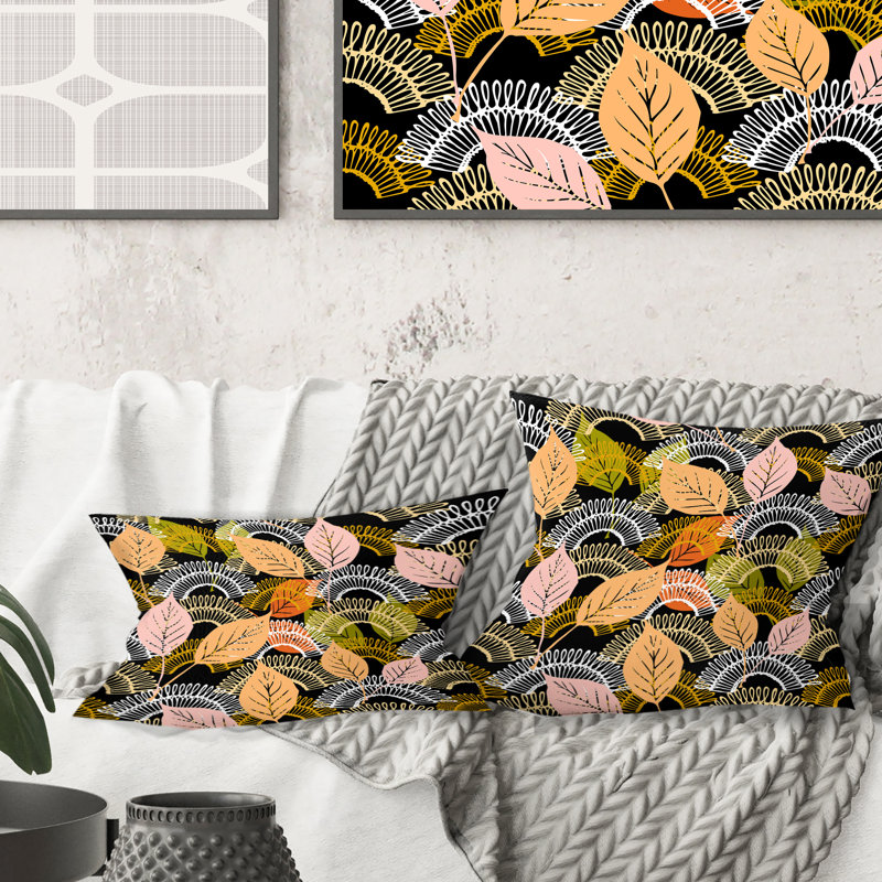 Leaves Lace Textured Pattern Lumbar Pillow
