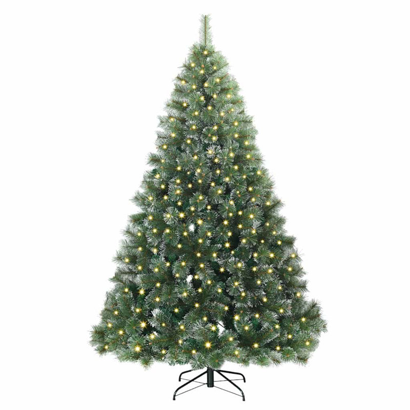  Artificial Christmas Tree with 300 LEDs Green PE and PVC, 6.89' H