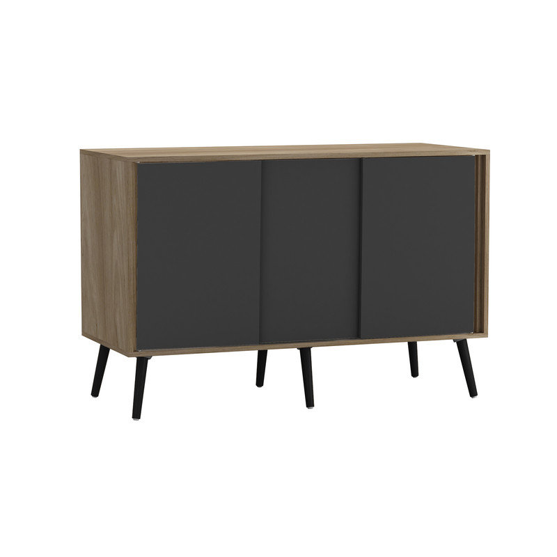 Rectangle Accent Cabinet, Dark Oak/Black/Black Wood
