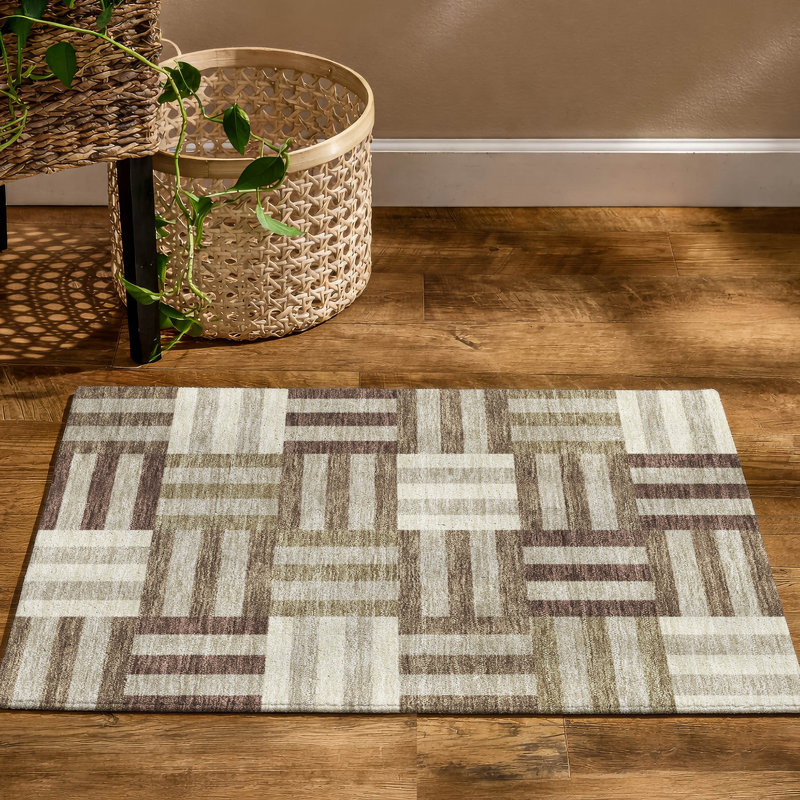 Premium Machine Washable Mayfield AMF2332 Geometric Rug, 2'6" x 3'10", Brown