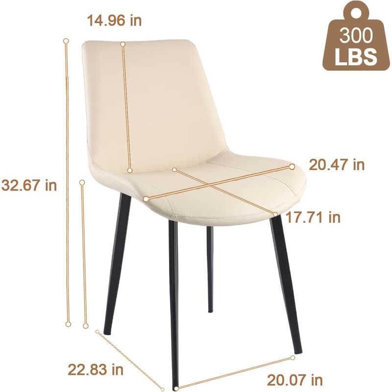 Modern PU Leather Upholstered Dining Chairs With Sturdy Metal Legs (Set Of 6), Beige