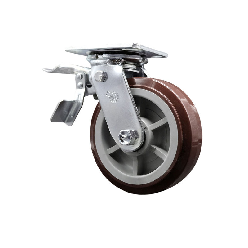 6 Inch Polyurethane Swivel Caster with Ball Bearing and Total Lock Brake SCC