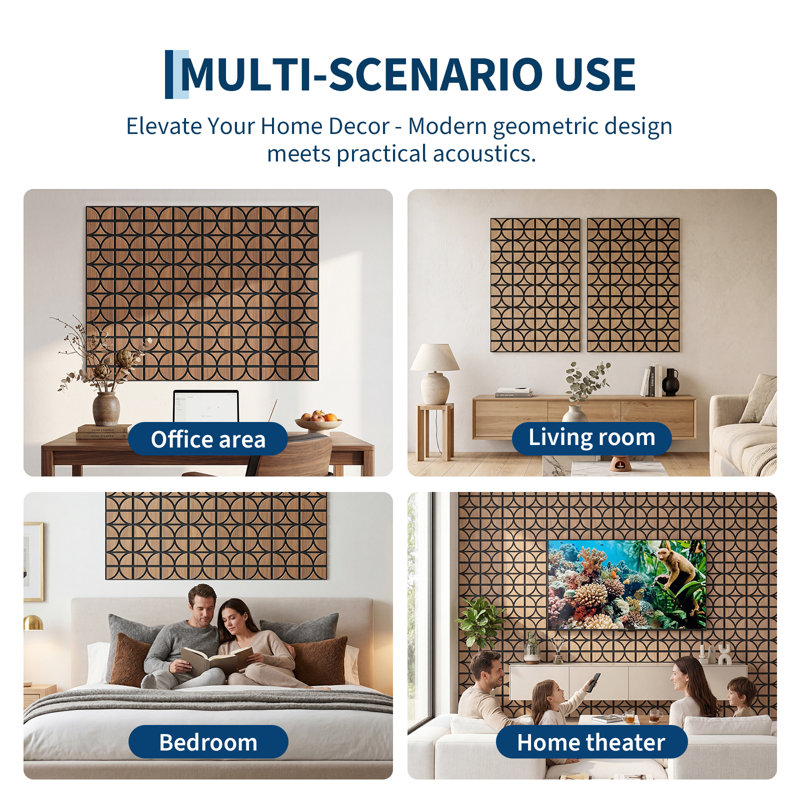 Paquet de 12 panneaux en bois 3D, 12 po x 12 po