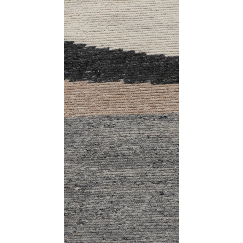 Flatweave Wool Abstract Area Rug in Cream/Gray/Black