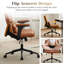 Chaise de bureau pivotante à pieds croisés avec accoudoirs rabattables et coussin lombaire-113323127