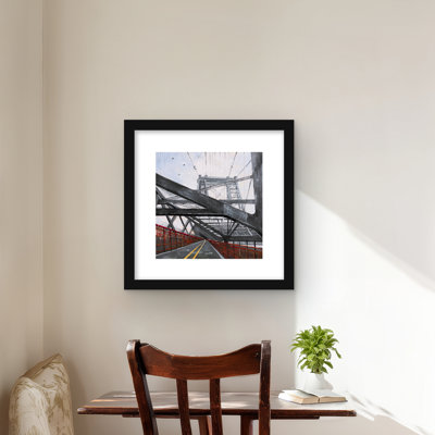 Bridge architecture - Red framed matted print for home decor