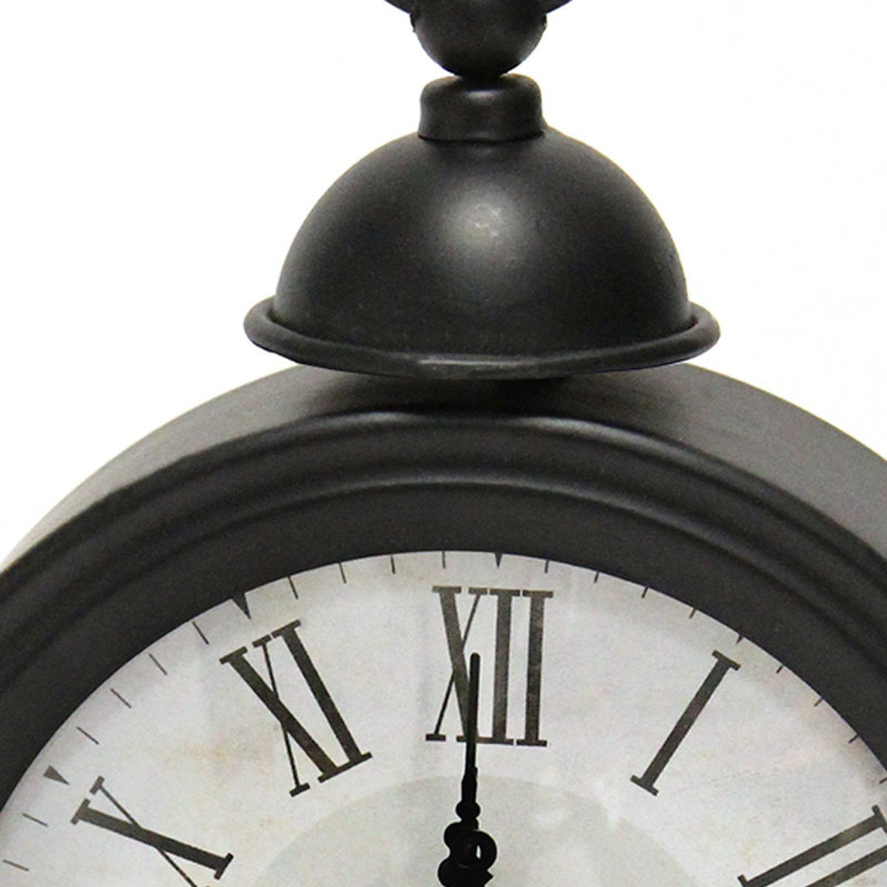 Traditional Analog Mechanical Tabletop Clock in Black