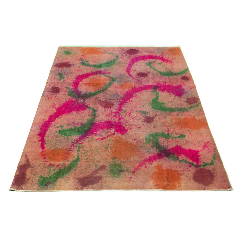 Tapis décoratif en laine de conception unique en laine noué à la main des années 1980 6 pi 3 po x 9 pi 10 po Derryck
