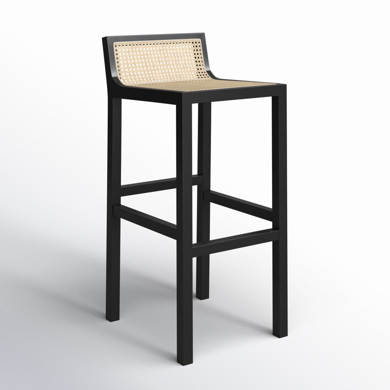 McCarthy Solid Wood Counter Stool, Black/Natural, Counter Stool(25.59” Seat Height)