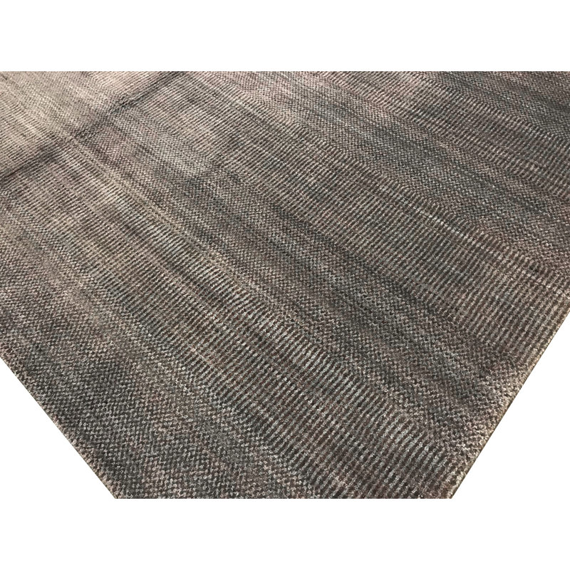 Tapis bleu et gris noué à la main de haute qualité