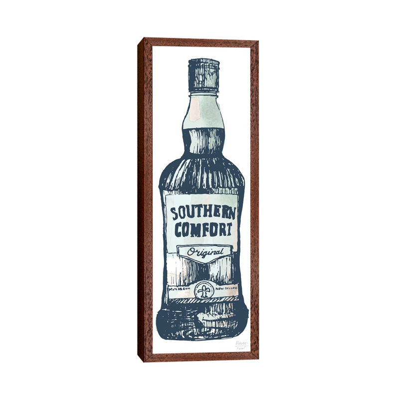 Southern Comfort Whiskey - Panoramic Print on Canvas, Classic Brown Wood Floater Framed, 91.44cm H x 30.48cm W x 3.81cm D
