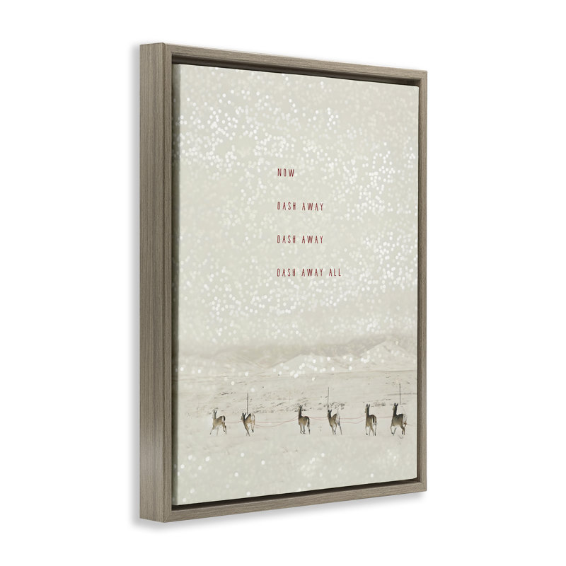 «Dash Away Winter Poem» par Rhonda Addison, Cadre flottant orme Montalcino, H 21 po x l 17 po