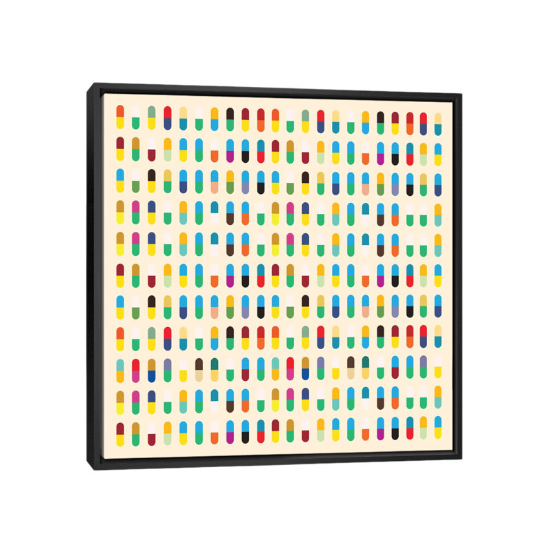 « modern 10 capsules souvenirs », impression sur toile, H 18 po x l 18 po x P 1,5 po, Toile avec cadre noir, Pas de tapis