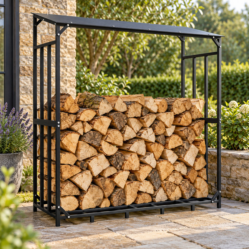 156.5cm W Metal Log Rack