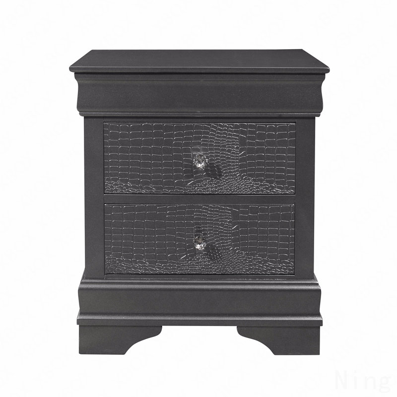 Metallic Grey Nightstand, Metallic Gray