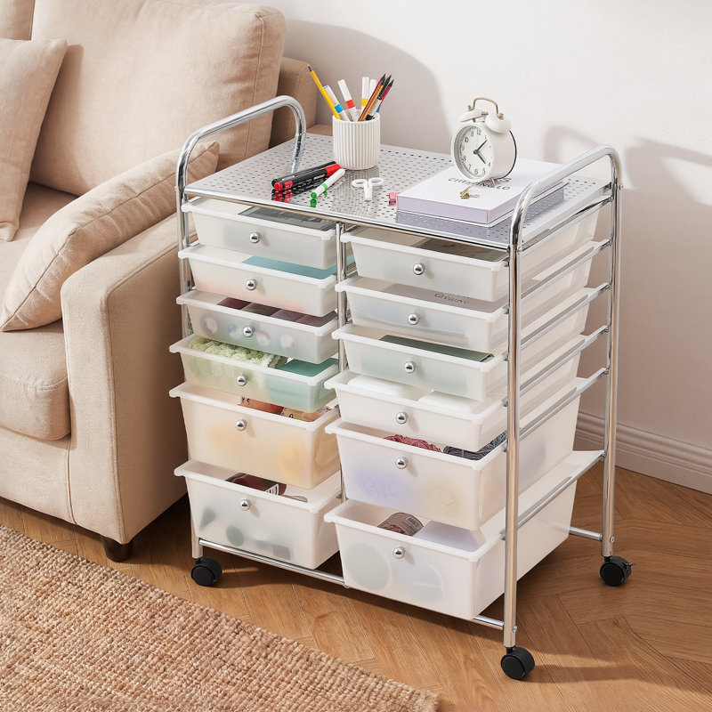 Utility Cart with Wheels, 81.5cm H x 63.5cm W x 39.5cm D, Chrome
