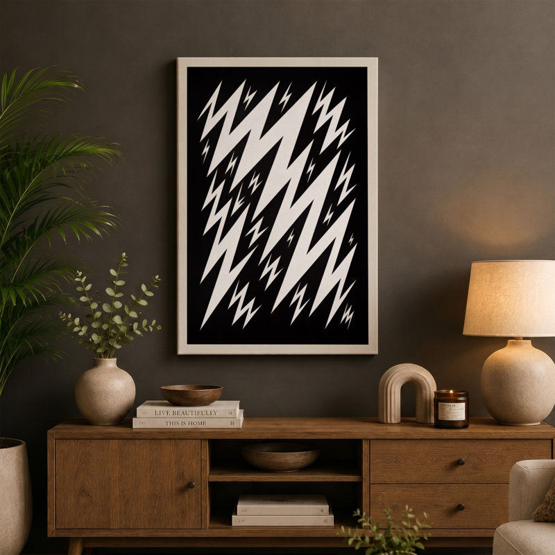 Electric Geometry Geometric - Wrapped Canvas, 18x12 - 45.7 x 30.5 cm, Taupe Border