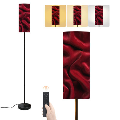 Lampe sur pied en velours rouge foncé abstraite douce froissée luxueuse lampe sur pied moderne à intensité variable avec télécommande pédale abat-jour abat-jour grand lampadaire pour salon chambre bureau