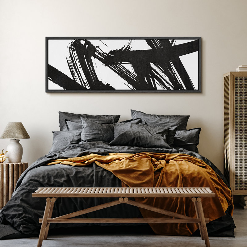 BAW " Dynamic Black And White Abstract Modern Art Relax Calm Warm Extra Large Pictures ", 20" H x 60" W, Black