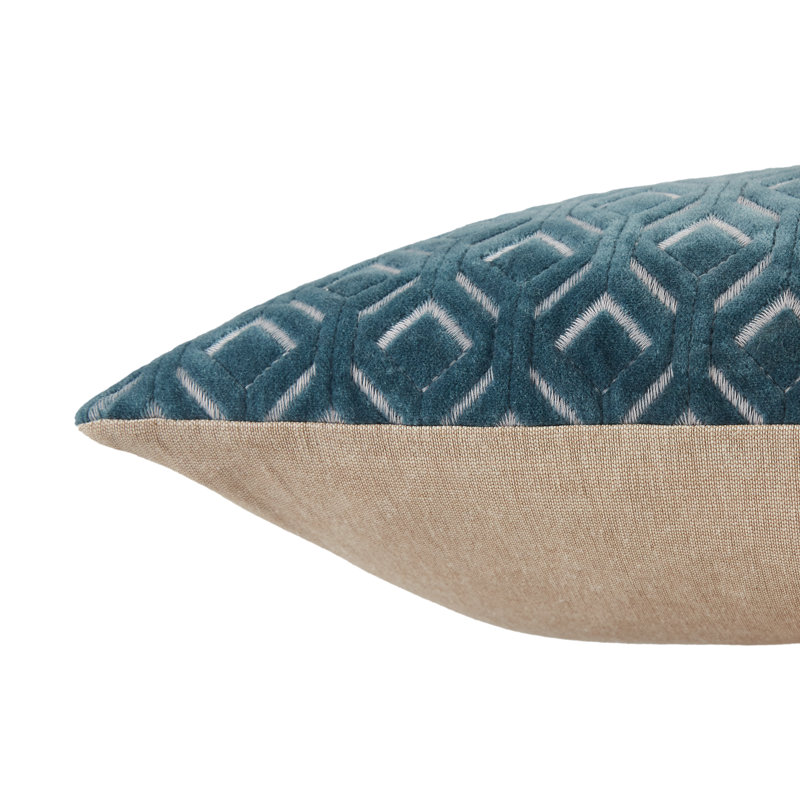 Coussin lombaire 100% coton Amily, Trellis bleu, Rectangle H 21 po x l 13 po, Alternative au duvet