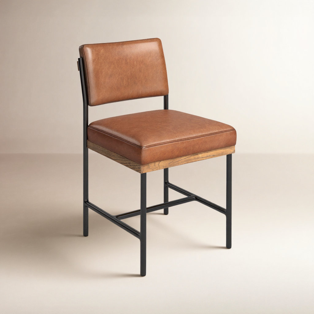Popovich Genuine Leather Dining Chair, Sonoma Chestnut