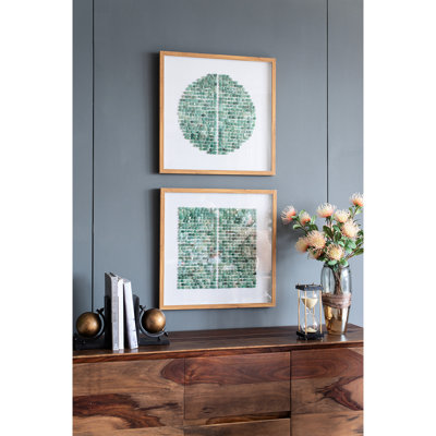 Art mural Hjalti 23,6 po x 23,6 po x 1,2 po - Les boîtes-cadres en pierre ajoutent de la texture aux murs nus: 40% pierre, 15% verre de 2 apporte 23,5 po x P élégance, 5% velours