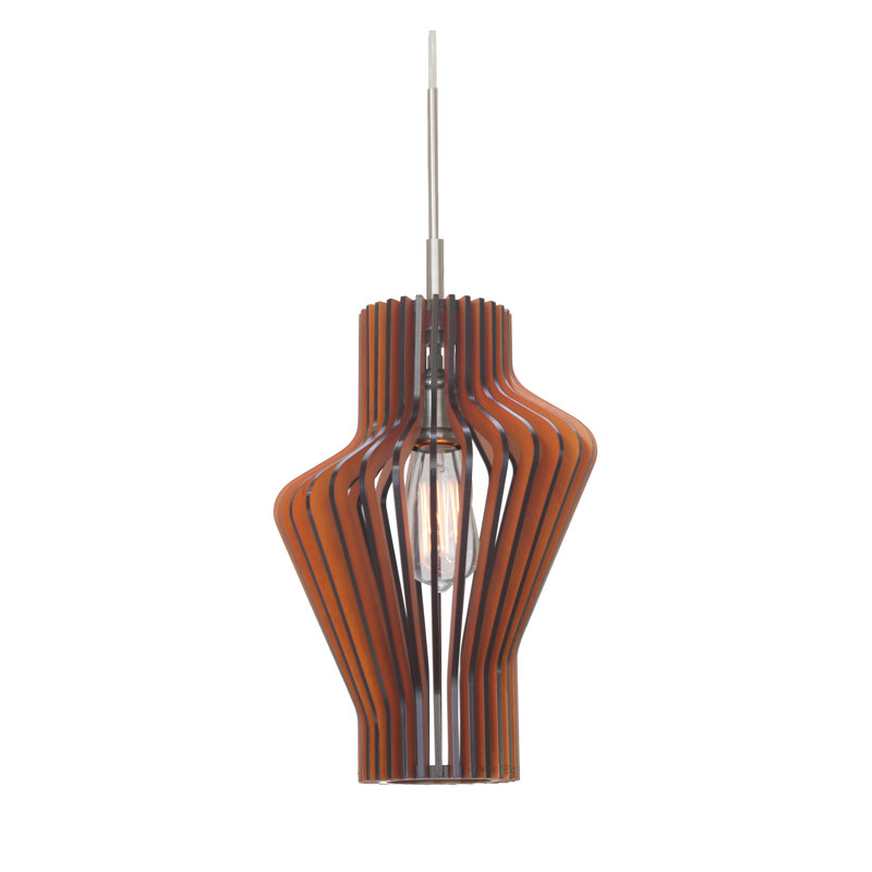 Luminaire suspendu géométrique 1 lumière Brogden, Cerisier, Laiton, H 21,5 po x l 13,75 po x P 13,75 po
