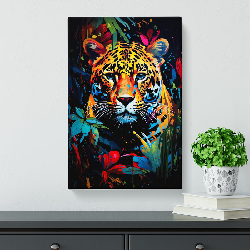 Leopard Expressionism Art - No Frame Print, 50cm H x 35cm W x 3cm D