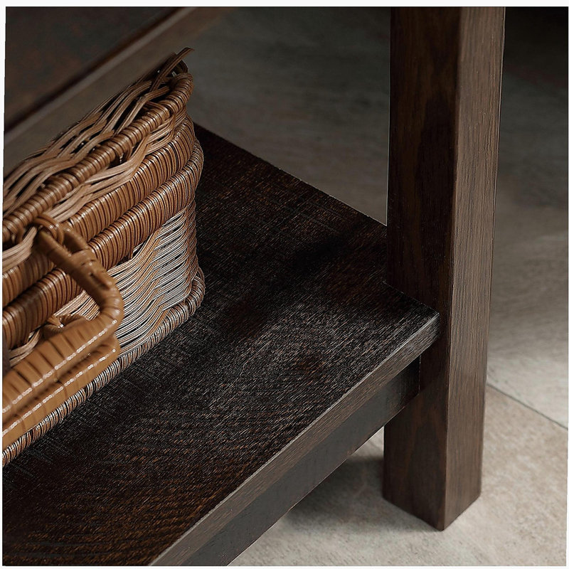 Table de bout avec tiroir, table d'appoint avec tablette supérieure et inférieure pour petits espaces HOMcom, brun foncé