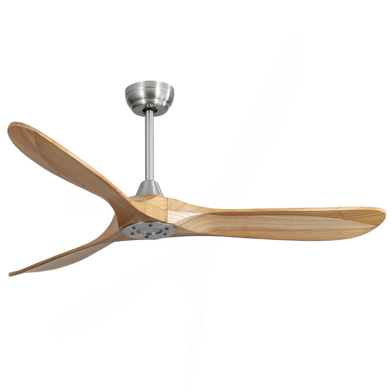 Ventilateur de plafond extérieur 60 po sans lumière 3 pales en bois massif avec télécommande pour moteur à courant continu