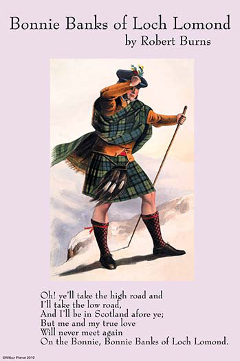 Publicité rétro « bonnie banks of loch lomond », H 36 po x l 24 po
