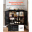 Rattan Cabinet, Rattan Storage Cabinet with 2 Magnetic Doors and Adjustable Shelves, Accent Sideboard Buffet with Wooden Legs & Power Cord Hole for Hallway, Entryway, Living Room, Kitchen-812490036