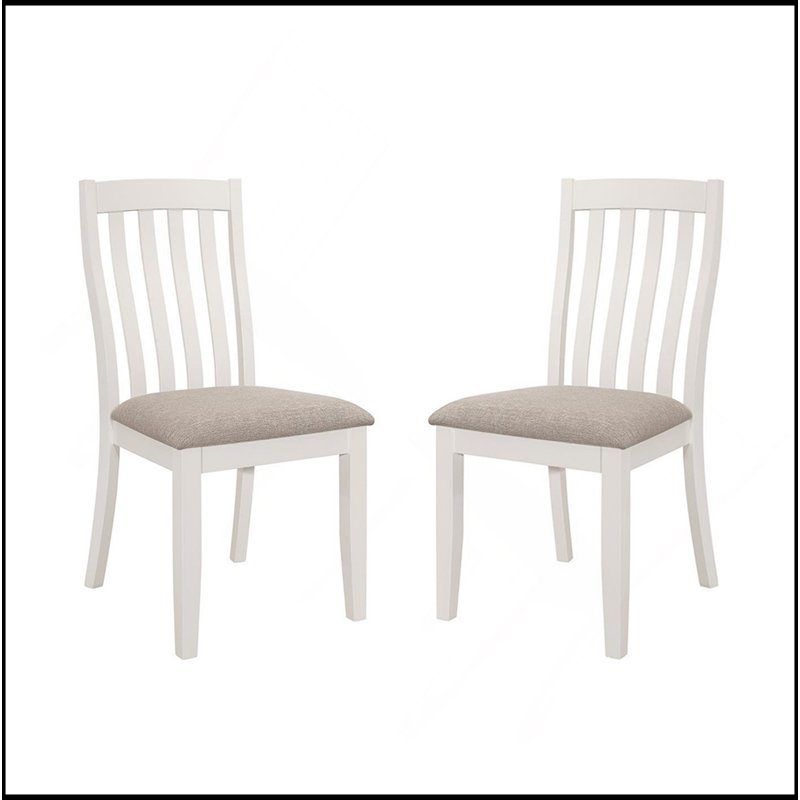Chaise d'appoint rembourrée (ensemble de 2), Blanc, Beige