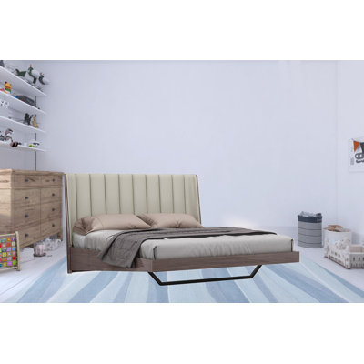Heile Upholstered Faux Leather and Gloss Bed Frame