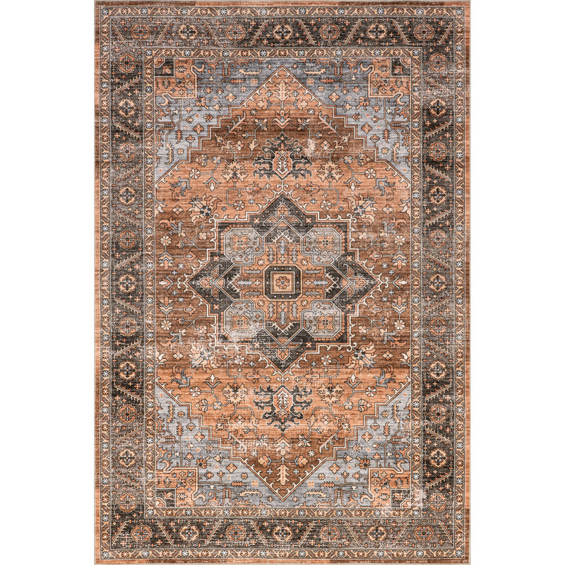 Wrenley Medallion SplashGuard Machine Washable Area Rug, Rectangle 5' x 8'