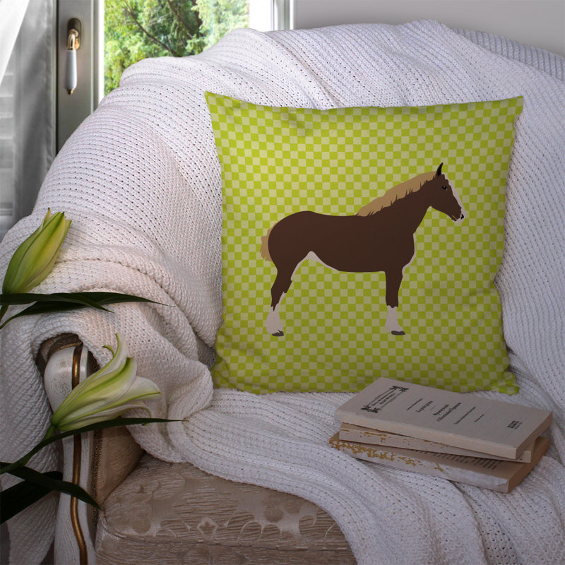 Coussin extérieur en tissu carré à contrôle cheval, Vert, 14 po x 14 po