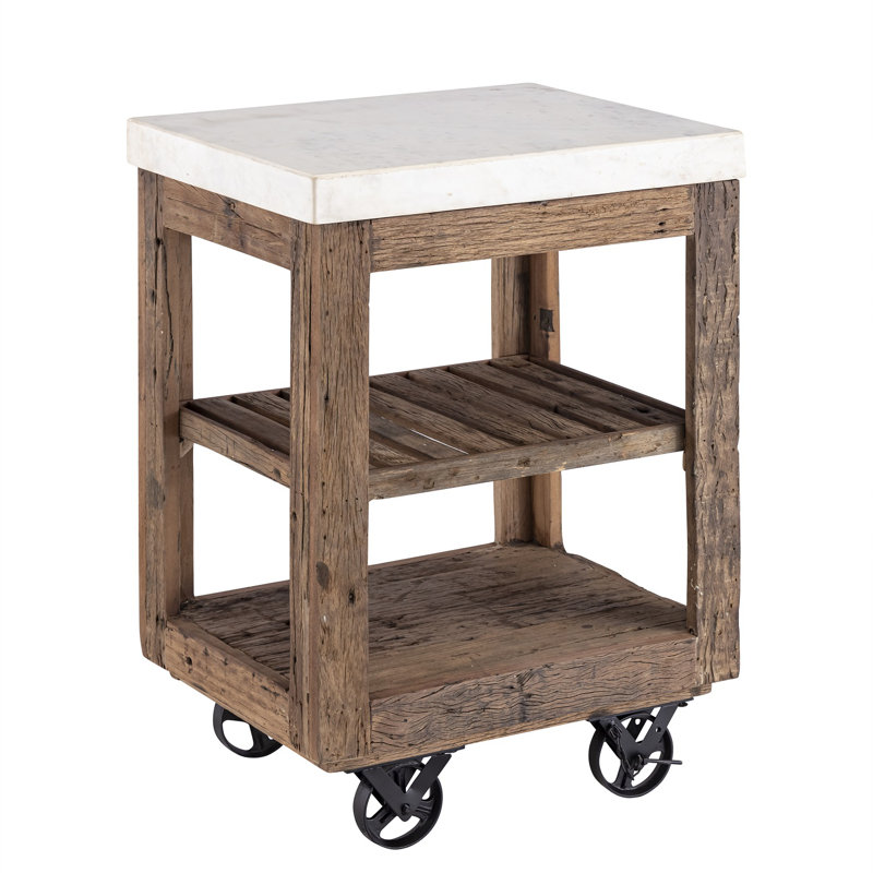 Îlot de cuisine en bois Sm sur roulettes, H 37 po x L 26 po x l 20 po