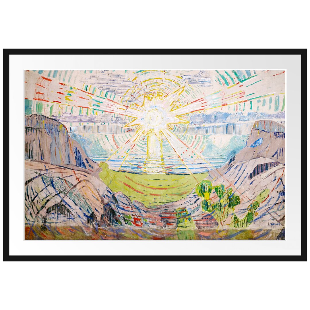 Gerahmter Grafikdruck The Sun von Edvard Munch