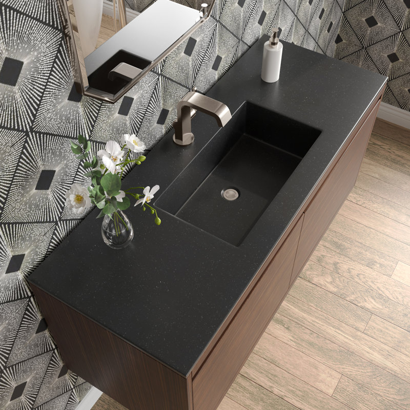 Meuble-lavabo simple l 47,25 po Mantova, Blanc lustré, Noir anthracite
