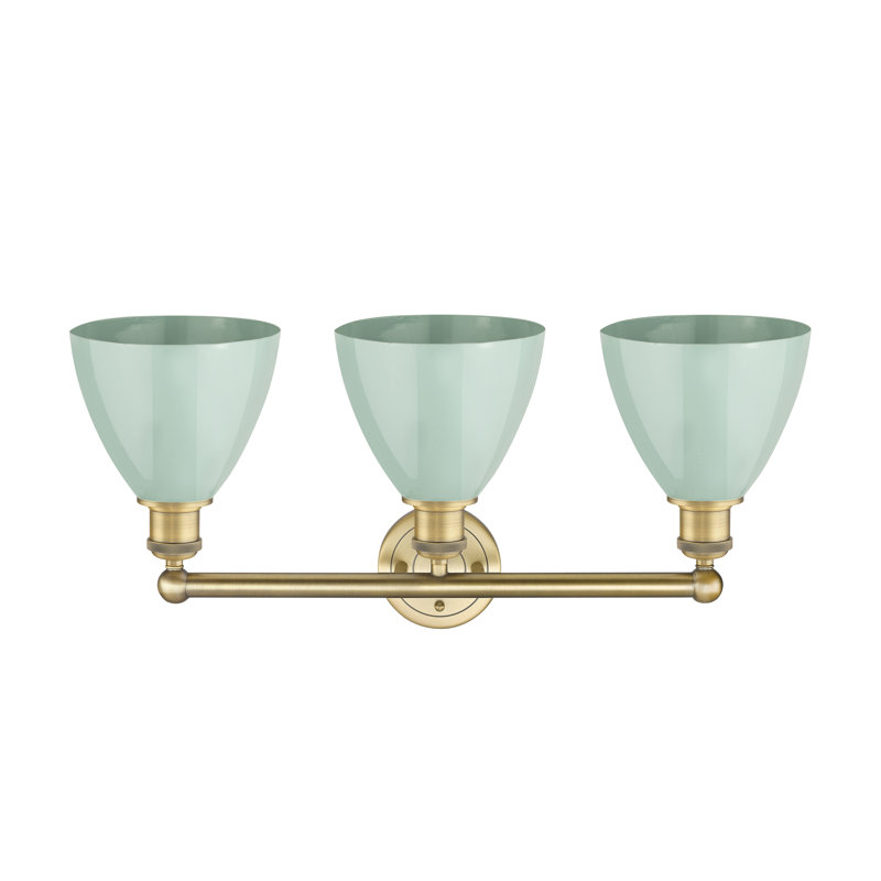 Anglie 3 - Light Dimmable Vanity Light, Seafoam, Brushed Brass