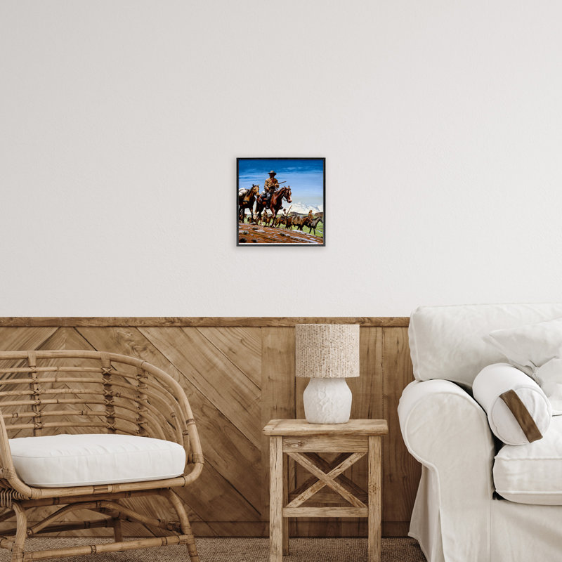 «Santa Fe Trail Cowboys», estampe numérique, conception par Wind River Studios, Giclée encadrée noir minuit