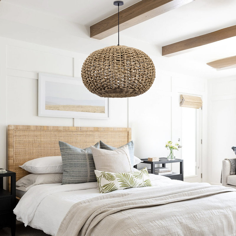 Globe Rattan Pendant Lighting for Dining Room Hallway Living Room, 11.81" H x 19.69" W x 19.69" D