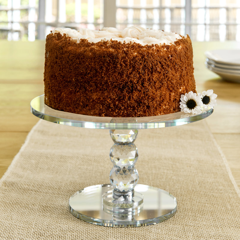 Présentoir à dessert rond en cristal avec base piédestal