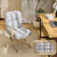 Chaise de bureau pivotante en mélange de lin à hauteur réglable avec accoudoirs en bois pour le bureau à domicile et le salon-1397567930