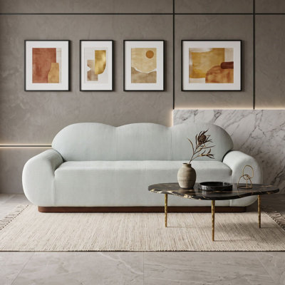 Cloud Curved 3-Seater Upholstered Sofa with Round Arms, Foam Cushions and Iron Reinforcement