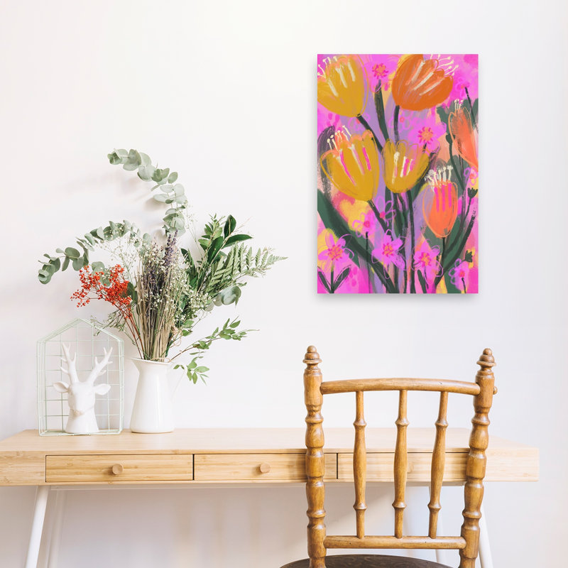 Vibrant Petal Dance Abstract Bold Colorful Nature Spring Wall Art Print 1 Piece Wrapped Canvas Wall Art